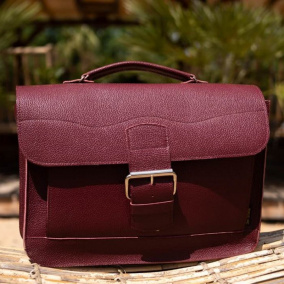 Kožená taška BOSTON - vínová