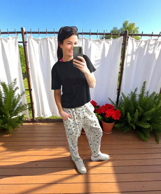 Dámské viskozové kalhoty Kytičky