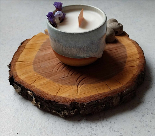 Svíčka hrníček šedomodrý