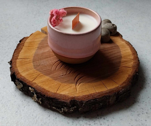 Svíčka hrníček růžový