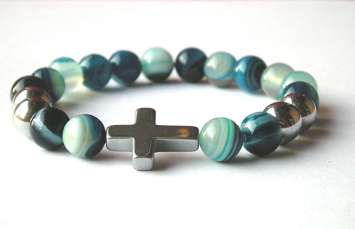 Náramek z hematitu a achátu..sebevědomí a odvaha