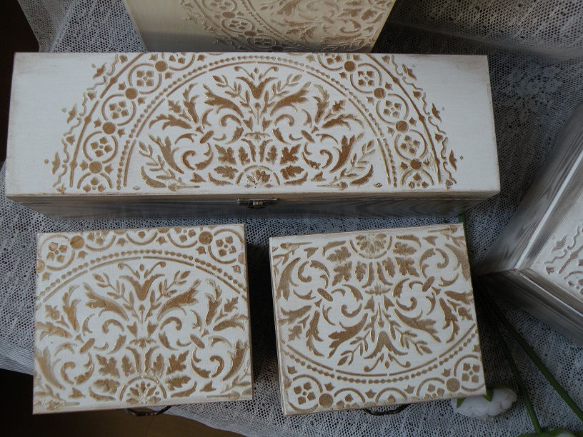 Dárková krabice na víno,šperkovnice s reliéfem