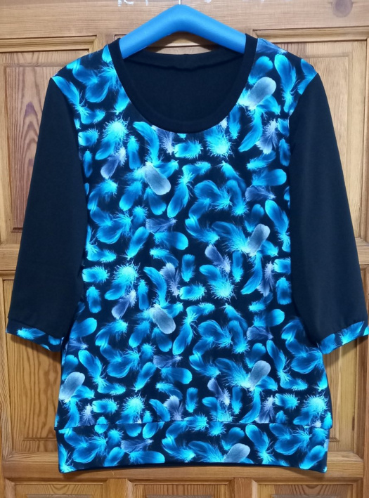 Tričko s 3/4 rukávem - peříčka, velikost XL  ~ SLEVA ~