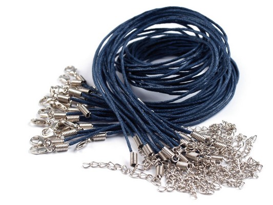 Šňůrka bavlněná s karabinkou voskovaná délka 45cm