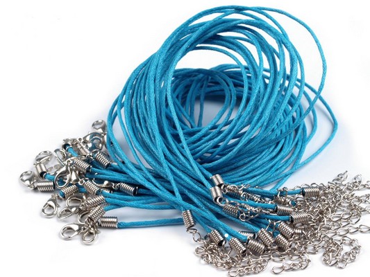 Šňůrka bavlněná s karabinkou voskovaná délka 45cm