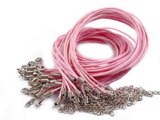 Šňůrka bavlněná s karabinkou voskovaná délka 45cm