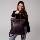 Kožený batoh 2v1 - fialový