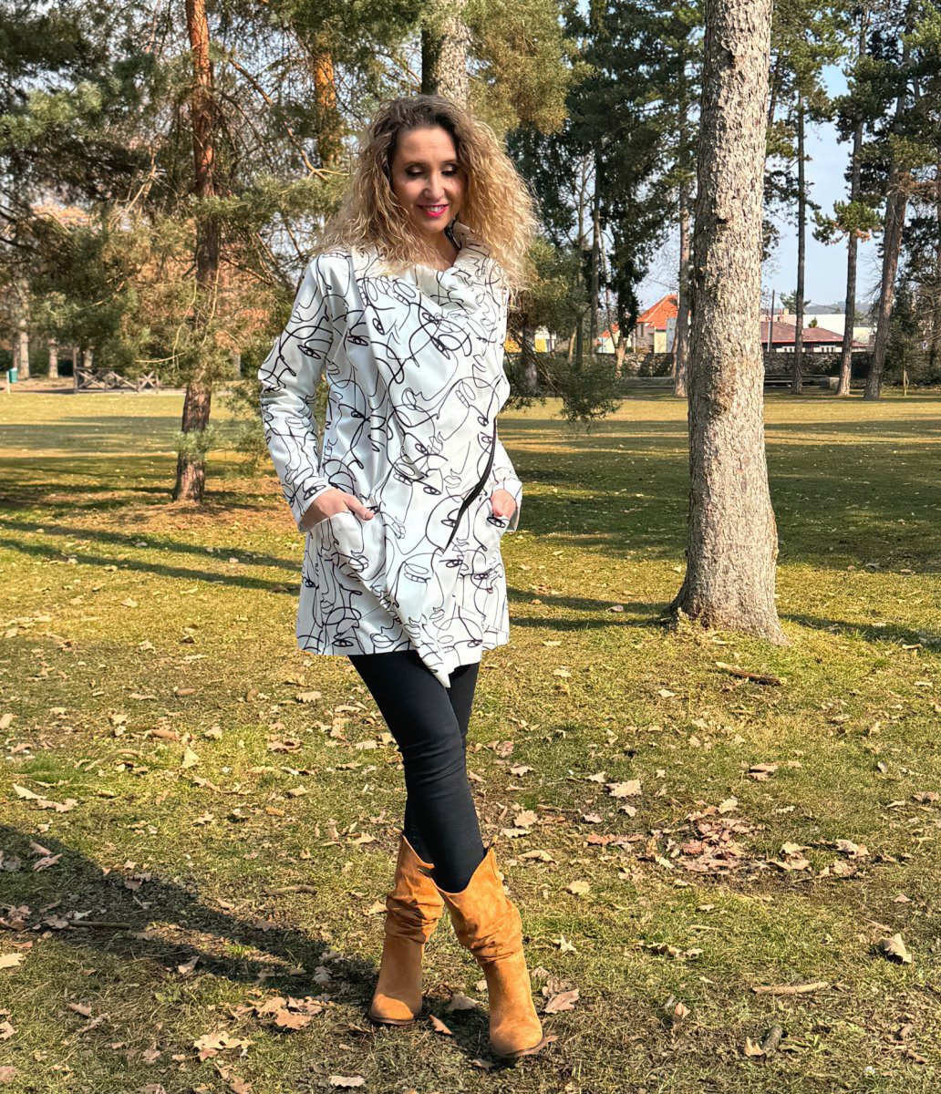 Neoprenový kabátek bíločerný na zip