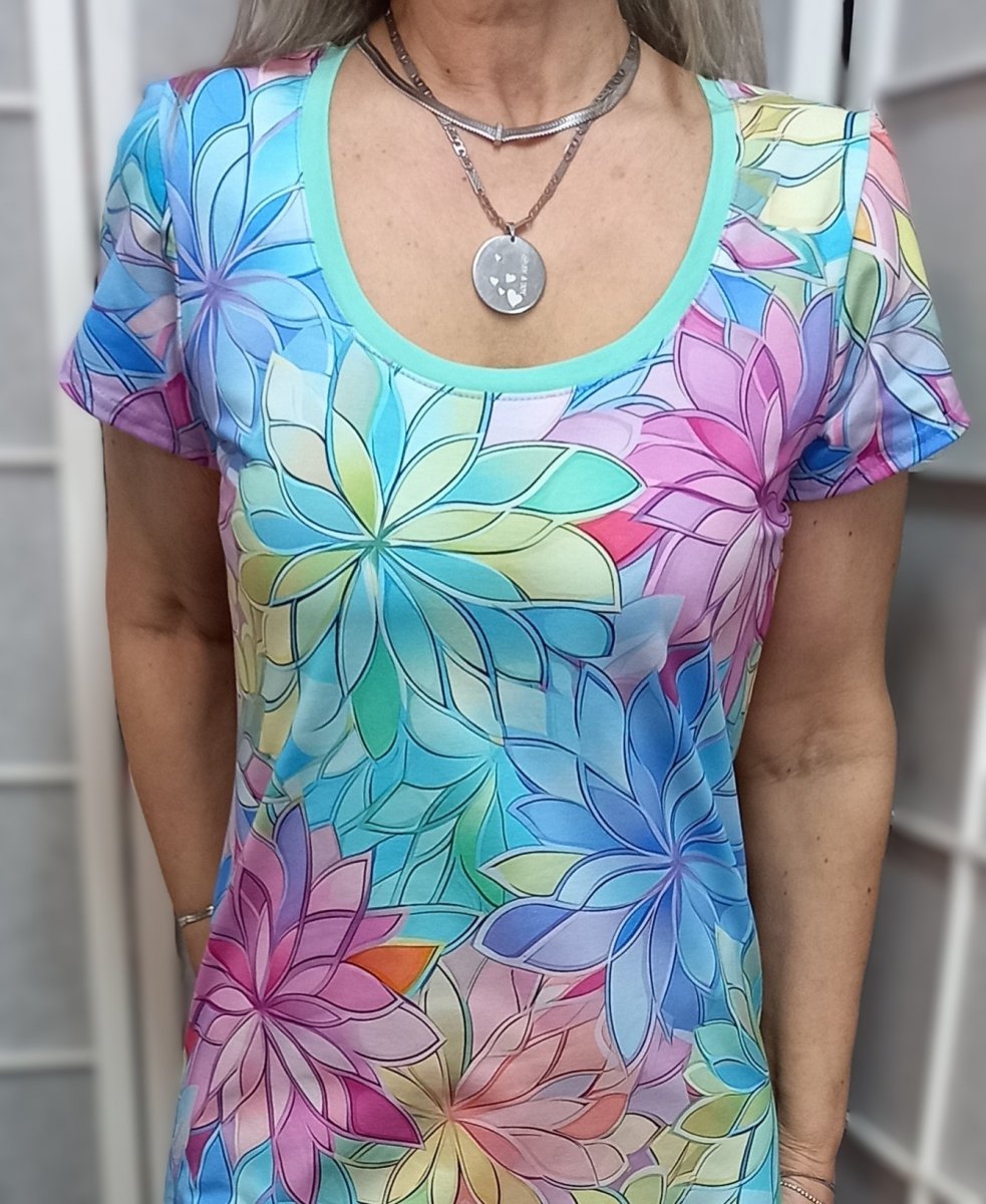 Tričko - pastelové květy (bavlna)