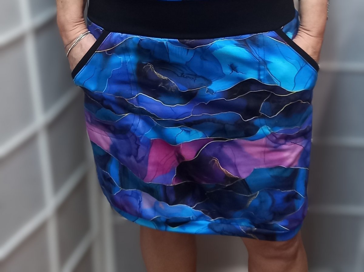 Sukně - modrofialový mramor (bavlna)