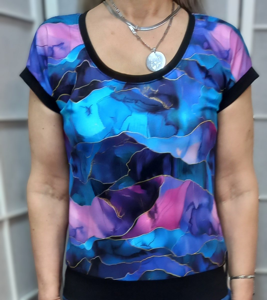 Tričko - modrofialový mramor - SLEVA 20%