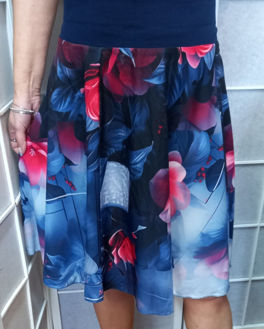 Půlkolová sukně - ibišek, velikost L/XL