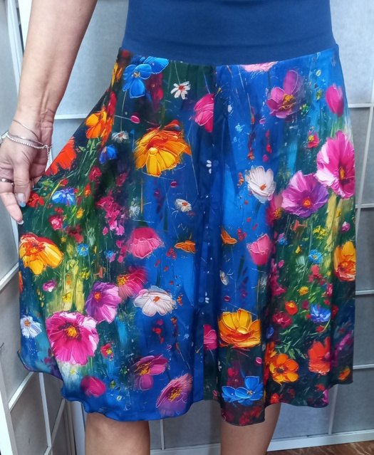 Půlkolová sukně - louka, velikost L/XL 
