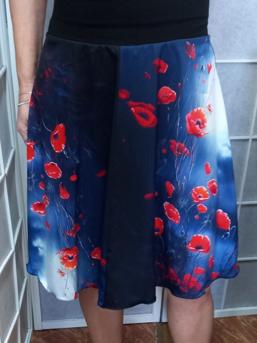 Půlkolová sukně - vlčí máky, velikost L/XL ~ LETNÍ VÝPRODEJ ~