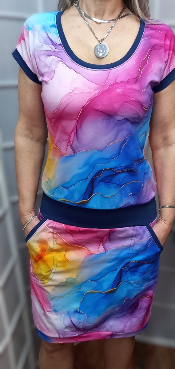 Šaty - duhový dým (bavlna)