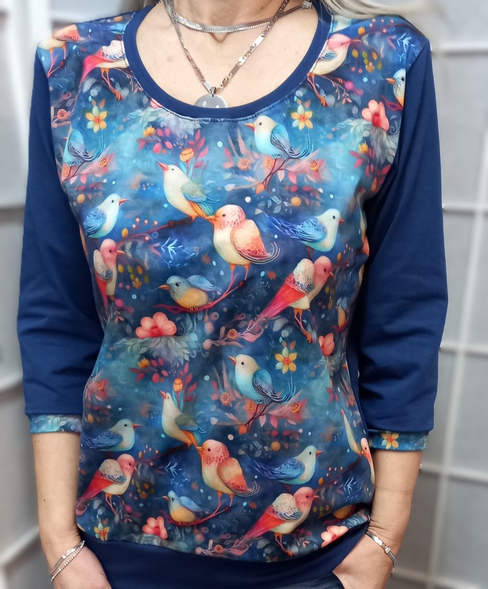Tričko s 3/4 rukávem - ptáčci (bavlna)