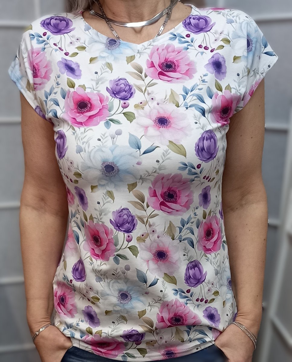 Tričko - růže na bílé (bavlna)