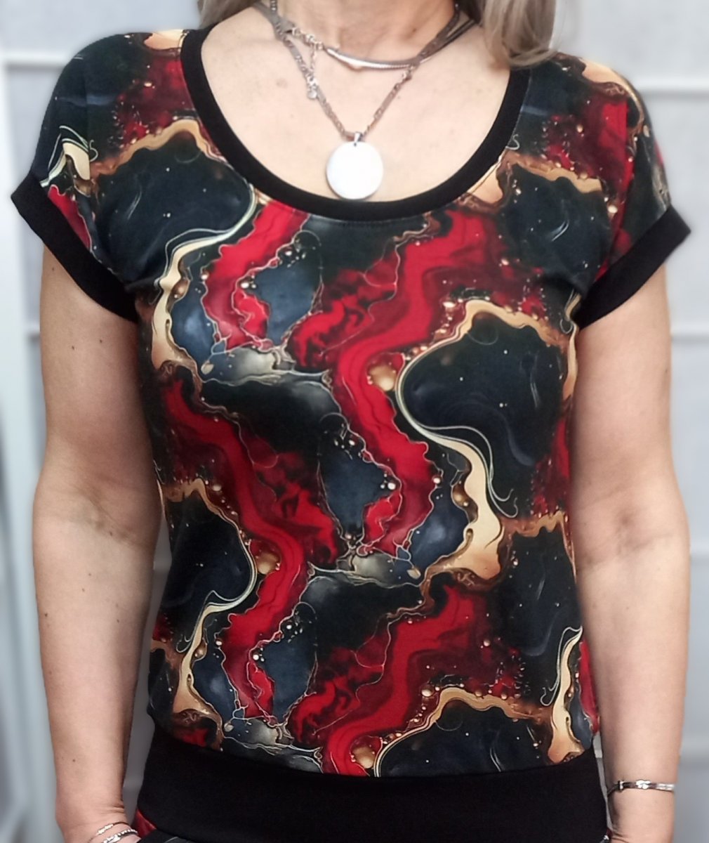 Tričko - červený mramor (bavlna)