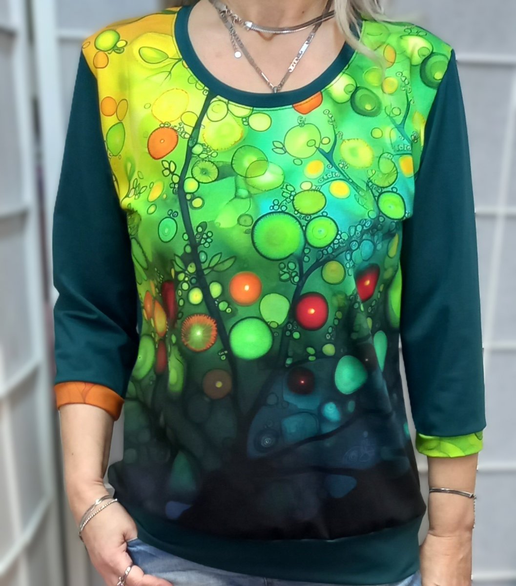 Tričko s 3/4 rukávem - barevný vzor (bavlna)