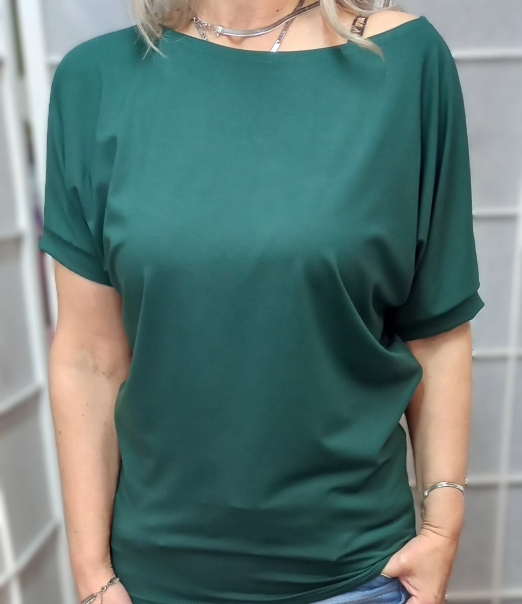 Volné tričko - barva tmavě zelená (viskóza)