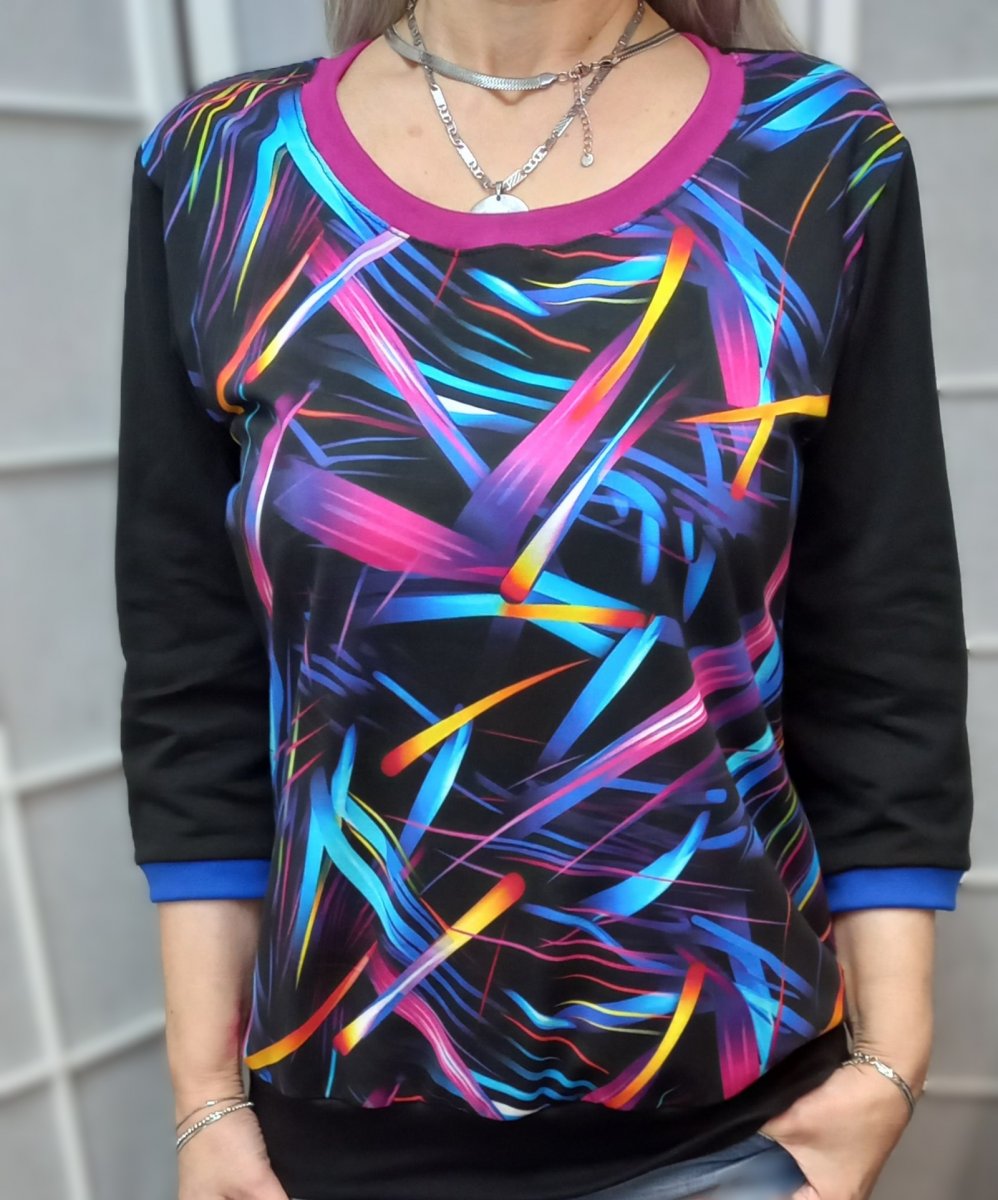 Tričko s 3/4 rukávem - barevný vzor (bavlna)