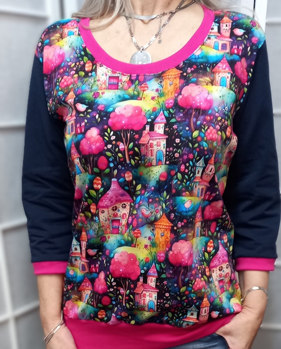 Tričko s 3/4 rukávem - pohádkový vzor (bavlna)