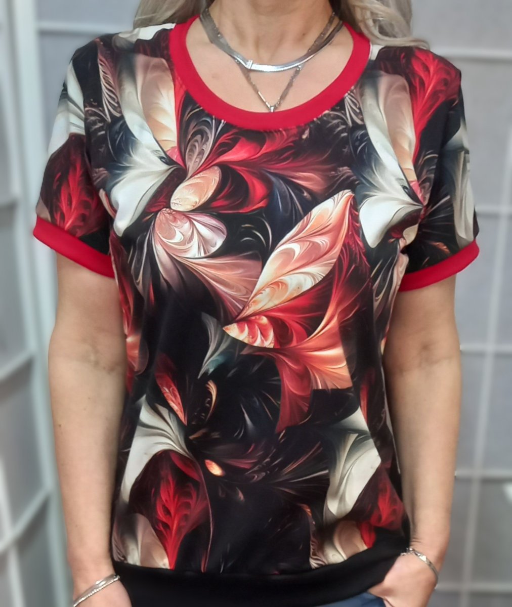 Tričko - červený fraktál (bavlna)