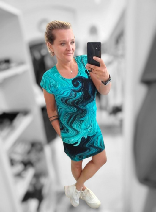 Dámské viskozové šaty Tyrkys - M/L