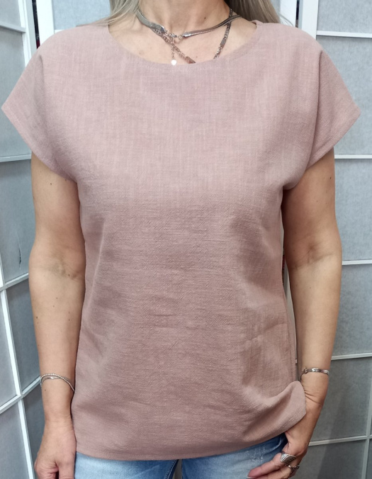 Halenka z přírodního lnu - barva pudrová, velikost S/M ~ LETNÍ VÝPRODEJ ~