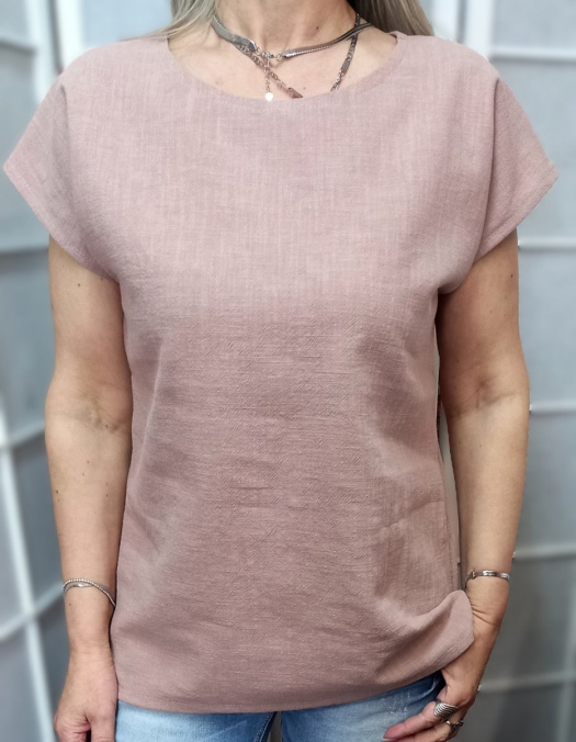 Halenka z přírodního lnu - pudrová