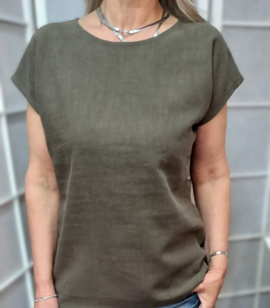 Halenka z přírodního lnu - barva khaki 