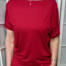 Tričko s širokým lodičkovým výstřihem - tmavě červená barva (viskóza) 