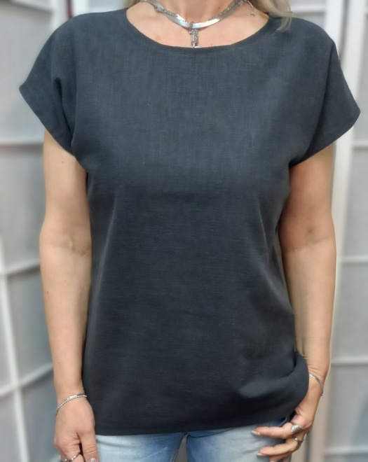 Halenka z přírodního lnu - barva černá (velikost 2XL a 3XL)