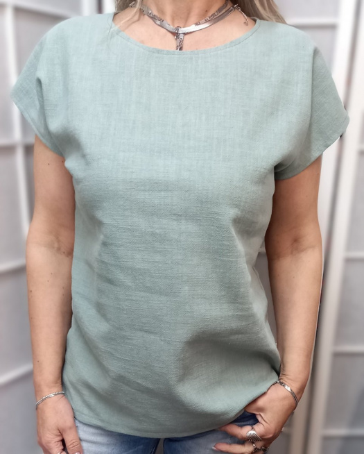 Halenka z přírodního lnu - barva mentolová (velikost 2XL a 3XL)