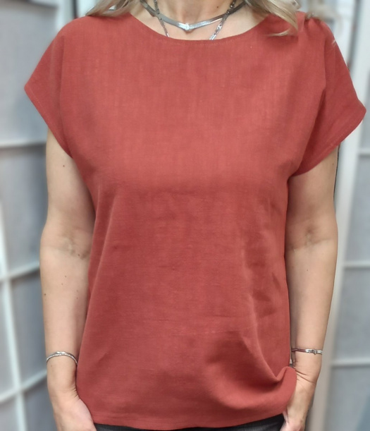 Halenka z přírodního lnu - barva cihlová, velikost L/XL *S*L*E*V*A*