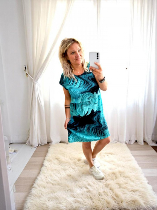 Dámské šaty volánové Tyrkys - M/L
