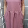 Lněné šaty s kapsami - barva starorůžová (velikost 2XL a 3XL)