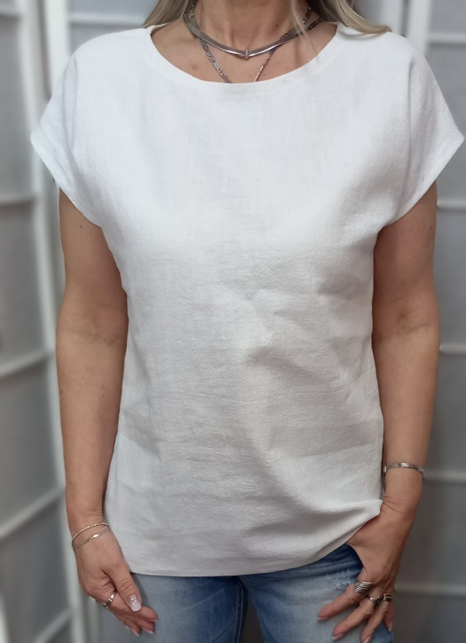 Halenka z přírodního lnu - barva bílá (velikost 2XL a 3XL)