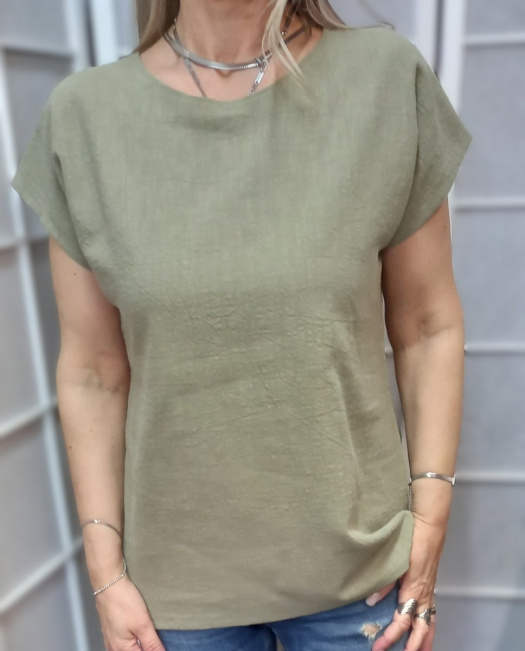 Halenka z přírodního lnu - barva olivová
