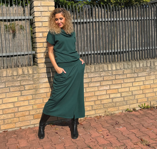 Šaty se zavinovací sukní dlouhé tmavě zelené