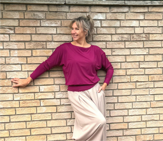 Volný top s pasem a rukávkem Amaranth