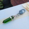 Klíčenka, přívěsek na batoh, kabelku, klíče, zelený křišťál