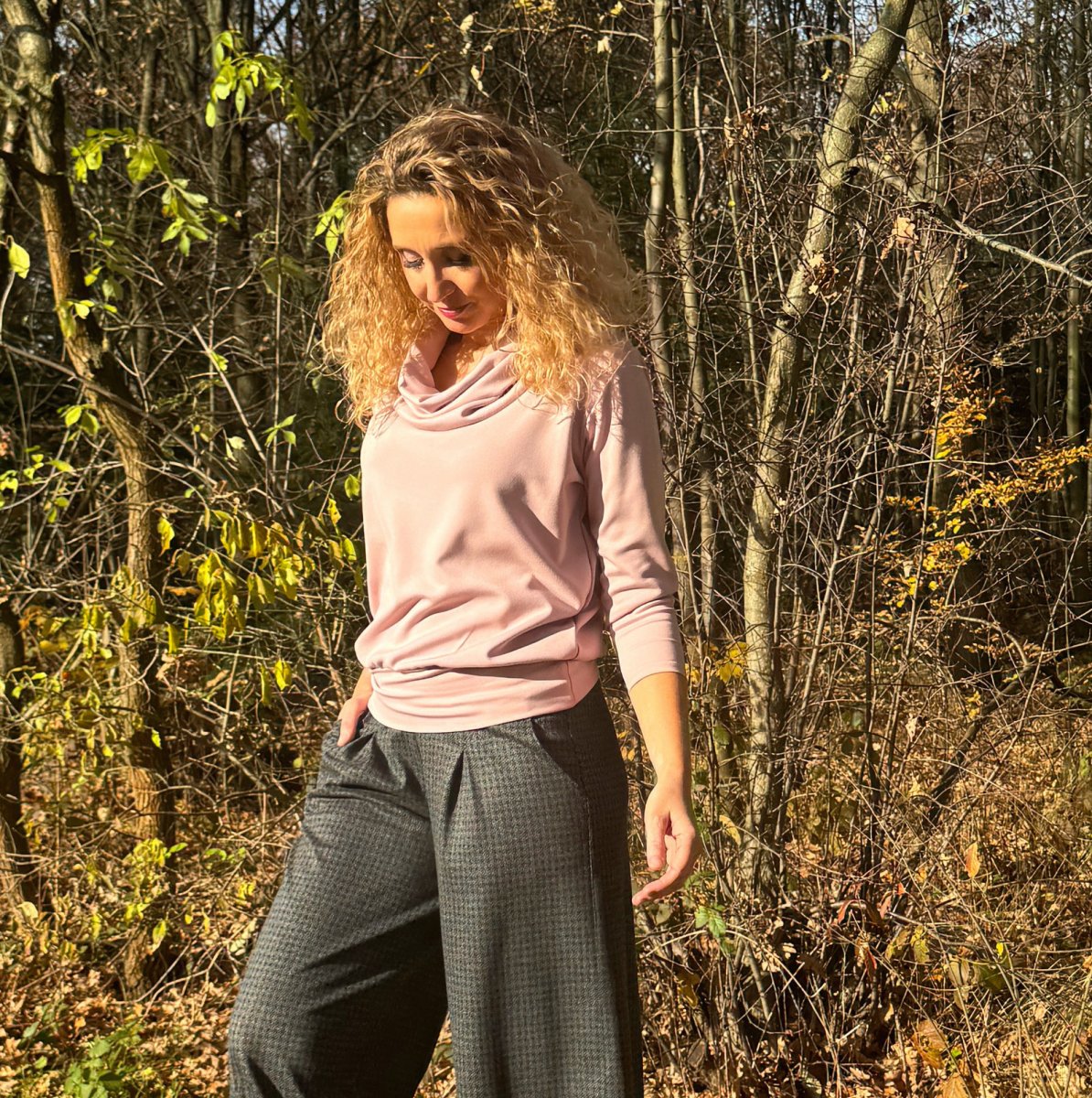 Rolák s pružným pasem pudrově růžový