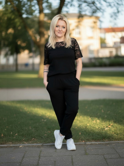 Dámské černé "máslové" kalhoty