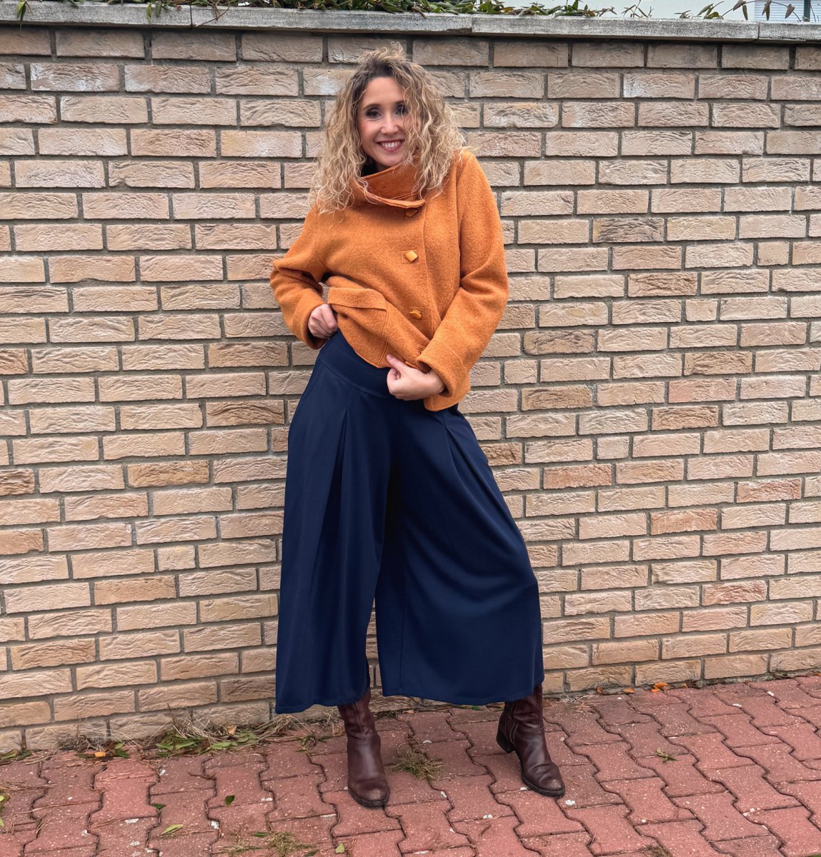 Kalhotová sukně maxi tmavě modrá