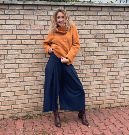 Kalhotová sukně maxi tmavě modrá