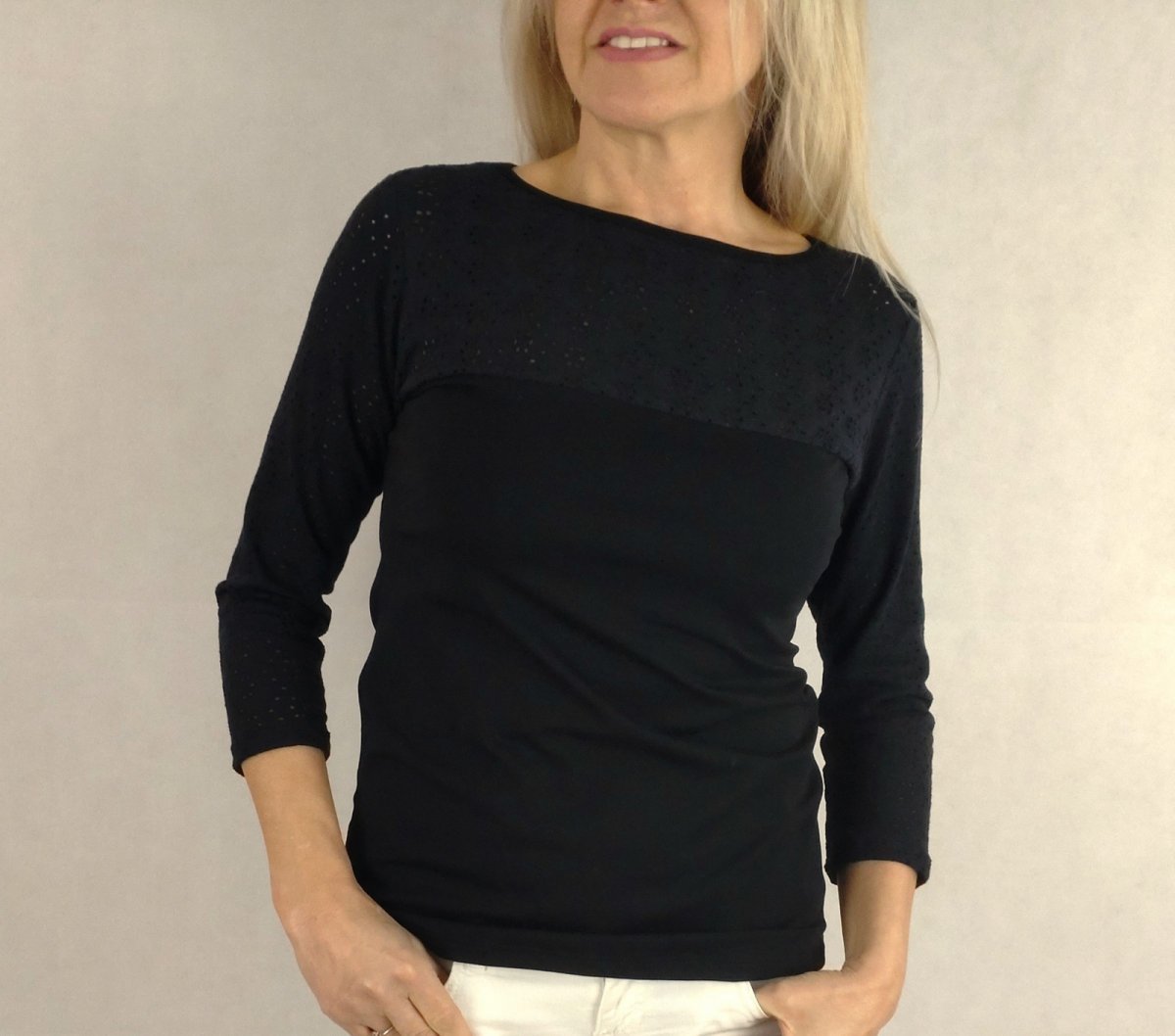 Tričko s madeirovým sedlem a rukávy