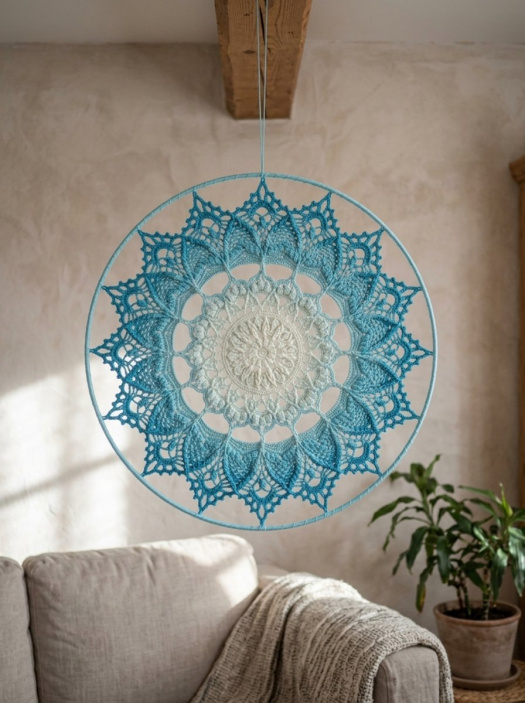 Mandala Modrá hvězda - průměr 45 cm