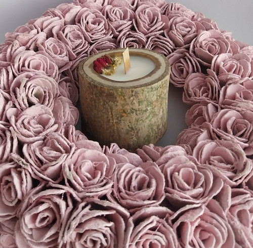 Svíčka dřevěná nízká s kůrou