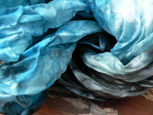 Šál veliký tyrkysovo-modrý s šedým tóny,180x90 cm